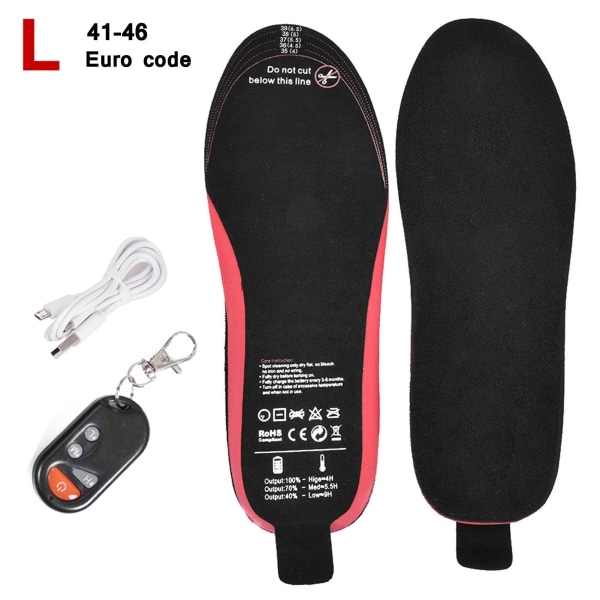 EVA Unisex Elektriske Varme Såler 2100mAh LED Trådløs Fjernbetjening Termisk Genopladelig Varme Pad Til Vinter Sport 4146 Size Black
