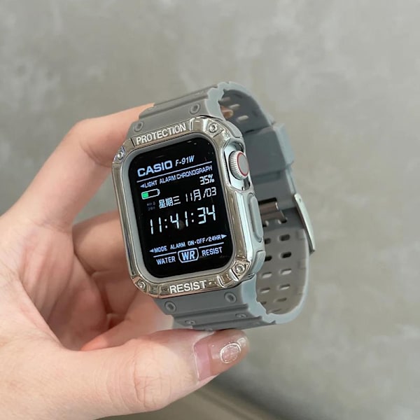 Klockarmband för Apple Watch iWatch 38mm/40mm/41mm grå silver