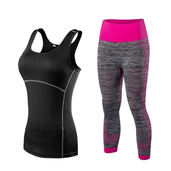 Yoga Set Sport Löpning Gym Träningsset Kläder träningskläder fitness kvinnor 2001black5081green M