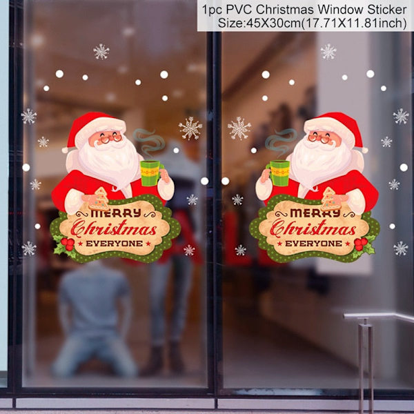 Jul Vägg Fönster Stickers God Jul Dekoration För Hem Julpynt Xmas Navidad Gåva Nyår 17