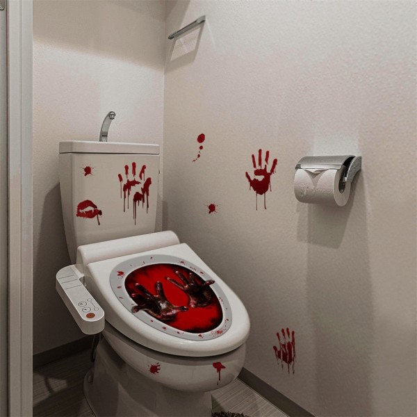Blodiga Handtapeter För Badrum Toalettdekaler Halloween Skräck Natt Skräck Väggmålning Självhäftande Festdekoration Vägg DIY-dekal HTT005