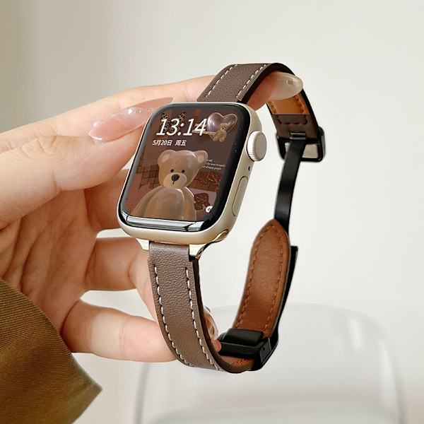 Klockarmband för Apple Watch iWatch för 1/2/3 38mm Tunt magnetspänne - bränd brun