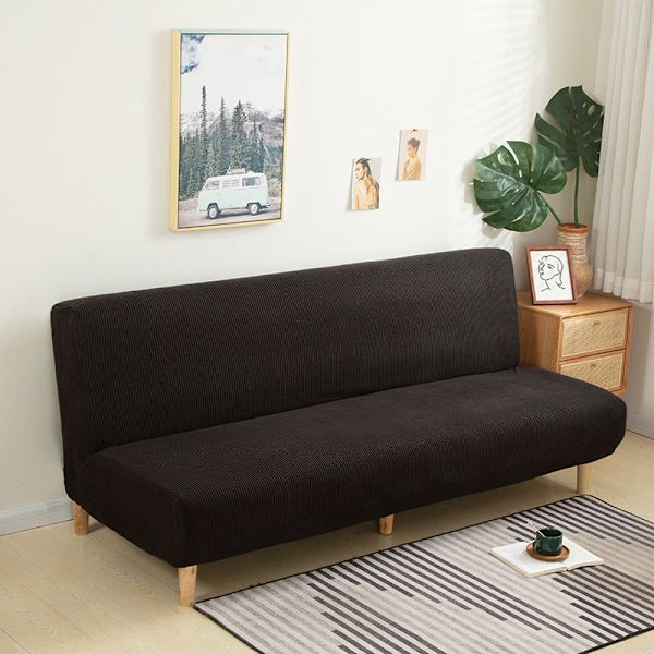 Överdrag Polar Fleece Tyg Ärmlös Bäddsoffa Skydd Enfärgad Utan Armstöd Stor Elastisk Fällbar Möbel Heminredning Bänköverdrag Light Grey S 120-155cm