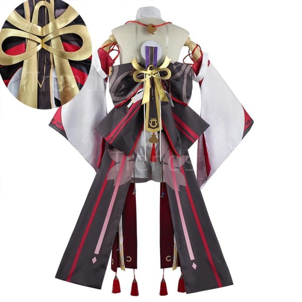 Genshin Impact Yae Miko Cosplay Kostym Guuji Yae Fancy Outfits Full Set Unifrom Dress Peruk Huvudbonader Amulett Guuji Yae Game Kostymer Full set XXL