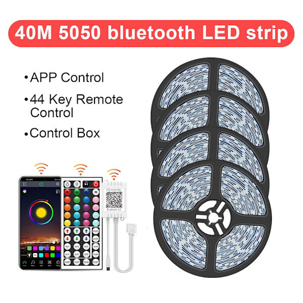 LED Strip Ljus RGB 5050/SMD2835 Flexibel Ribbon DIY Led Ljus Strip RGB Tejp Diod DC 12V bluetooth Julbelysning WS2811 5M 0 - 5W