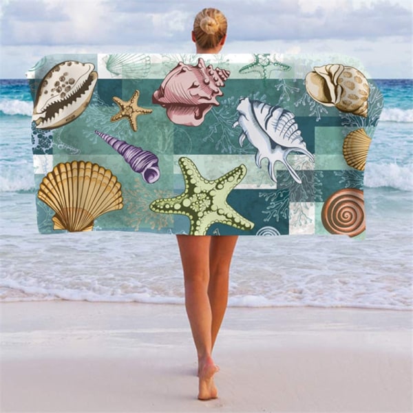 Tryckt Strandhandduk Utomhus Vattensport Handduk Snabbtorkande Simning Surfhanddukar Bärbar Stor Yogamatta Strandstolsfilt 10 80x160m