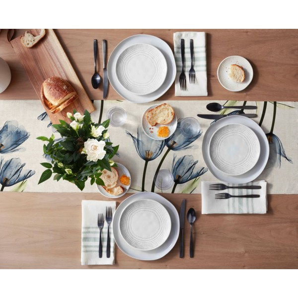 Blå tulipan bordløper for spisebord kjøkkendekor Anti-flekk spisebord duk rektangulær spisebordløper 200-33cm 78-13inch 01