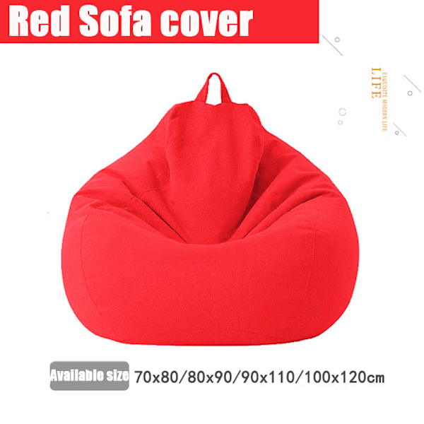 Sovesofa Trekk Puff Gigante Stoler Uten Fyll Lin Stoff Lounger Sete Saccosekk Puff Couch Tatami Puff Salong Puff Asiento Red-Sofa cover 70X80cm