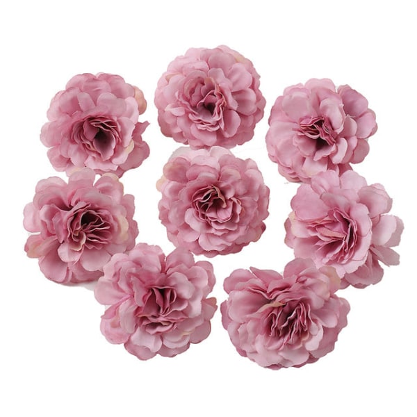 Kunstige Blomster 5CM Silke Rose Hoved Bryllup Sina Håndbuket Fest Hjem Have DIY Dekor Julegave Krans Scrapbooking Bean Paste Purple 10pcs