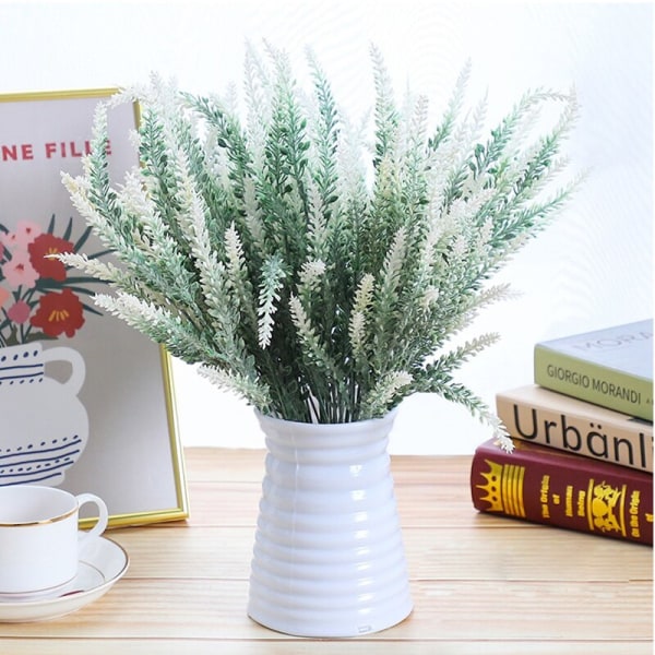 5 Grene Lavendel Kunstig Blomst Bryllup Hjem Dekoration 38cm Kunstig Plante Ører Romantisk Lilla Lavendel Flocking Vase Yellow