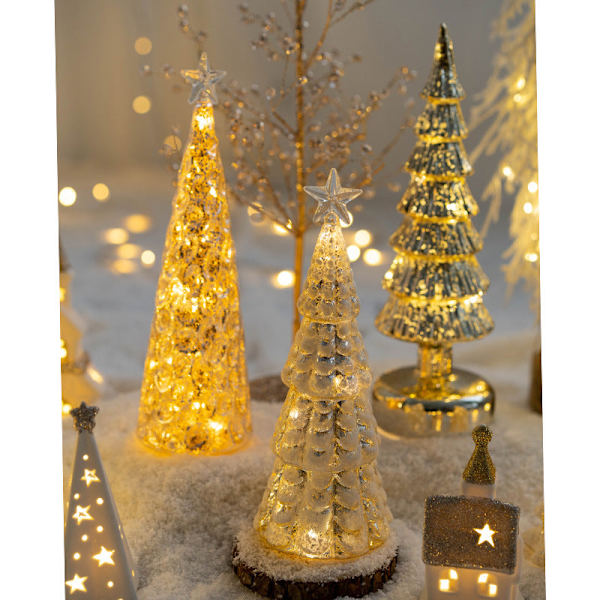 Joulukoriste Koristeellinen Lasinen Kotitalous Pöytäkoriste Hehkuvat Yövalot Sisustuslahja Christmas tree