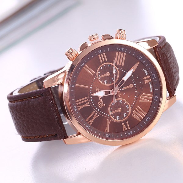 Ur Geneva Quartz Urrem Dame Mode Dameur Skala Herreur Brown