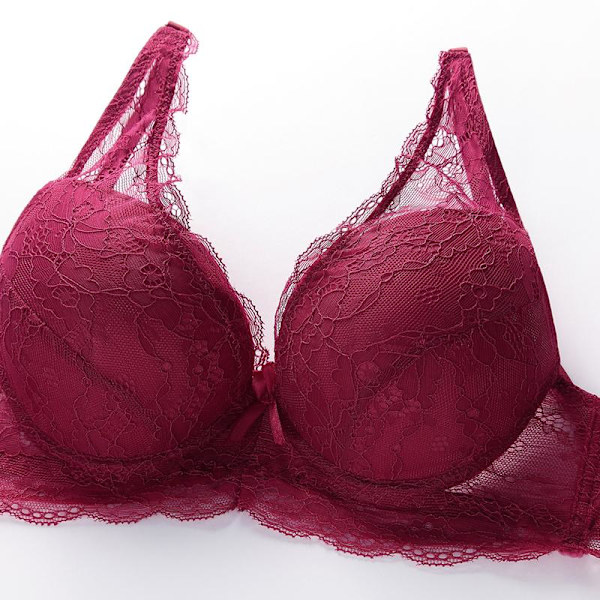 Blommig Spetsöverdrag Bomullsfodrad BH Sexig Bh Push Up Underkläder Kvinnor Transparenta Behåar Dam BH Black 32C