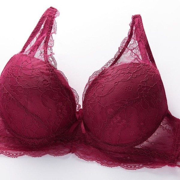 Blommig Spetsöverdrag Bomullsfodrad BH Sexig Bh Push Up Underkläder Kvinnor Transparenta Behåar Dam BH Black 34B