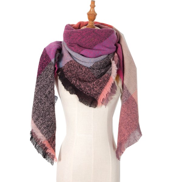Ny Höst- och Vinter Sjal Cirkel Garn Borst Förtjockad Rutig Fyrkantig Halsduk Kappa scarfgirl1072SF 135cm