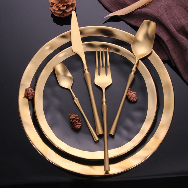 Bestickset i rostfritt stål Guld Bestickset Västerländska Matbestick Servis Julklapp Gafflar Knivar Skedar Overseas white gold