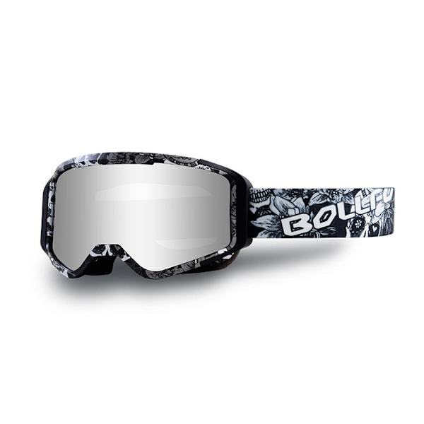 Motocross-lasit, laskettelu, MX, maastoajolasit, moottoripyöräily, ulkoilu, pyöräily, ATV-lasit, crossipyörälasit Pattern frame silver-strip 17cm