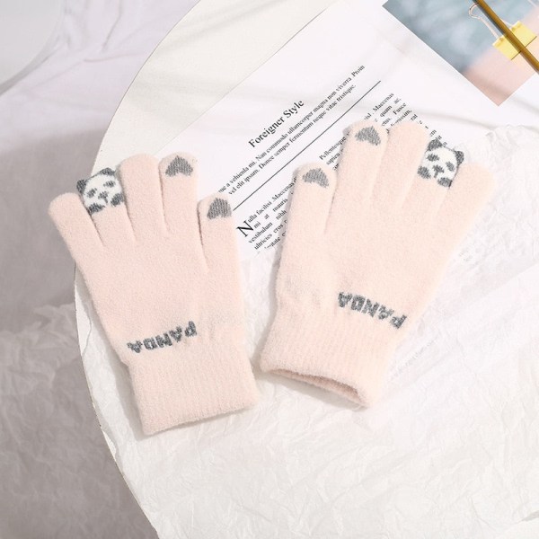 Wecute Børnehandsker Voksen Kawaii Kuldebeskyttelse Nye Vinter Plys Handsker Stræk Strik Touch Screen Tykke Fleece Ridehandsker Gray
