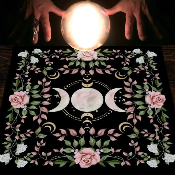 Triple Moon Altar Duk Alter Duk Tarot Bordsduk blomma Wicca Tarot Matt Dekor för Spread Witchy Cottage Core Cottagecore 1 50x50cm