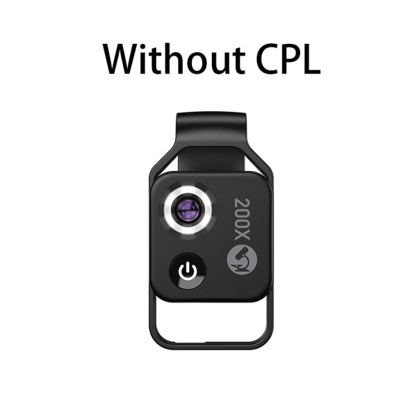 APEXEL 200X digital mikroskoplins med CPL mobil LED Ljusguide mikroficka makrolinser för iPhone Samsung alla smartphones Black without CPL