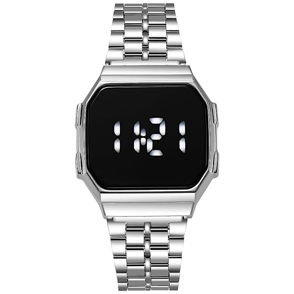 Roséguld Silver Klockor Män Kvinnor Elektronisk Digital Display Retro Stil Klocka Herr Relogio Masculin Reloj Hombre homme 03-Silver