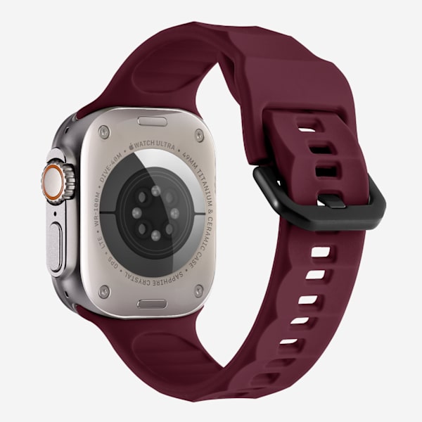 Kellon ranneke Apple Watch iWatch 42/44/45/49/46MM S10 Universal Burgundy Ripple -urheilurannekkeelle
