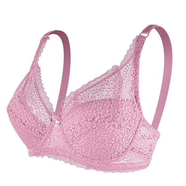 Queenral Underkläder Justerbar Tunn Sektion Stora Bröst Samlande Dam Stor Storlek Spets Bygel BH Pink 40/90C