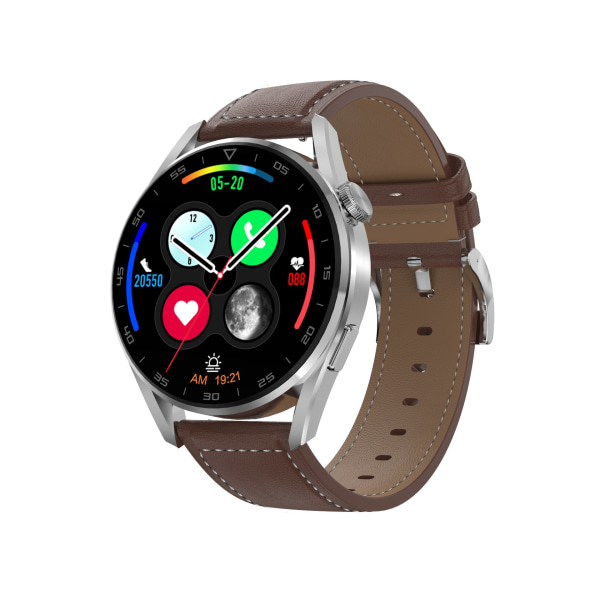 Smart Watch Multi-Sport Mode Delad skärm Display Snabb Widget Massager Black leather