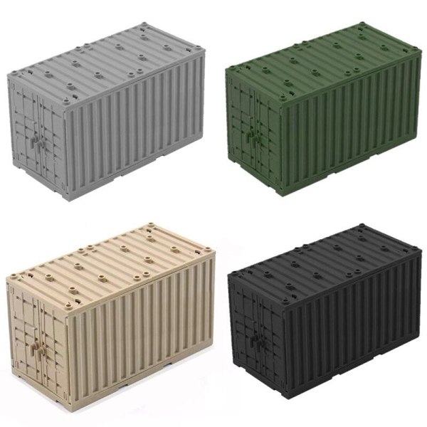 MOC Military Container Blocks Bricks Box for Boys WW2 War Base Technical Building Bricks Creative DIY Juguete Bloques Brinquedos container-green