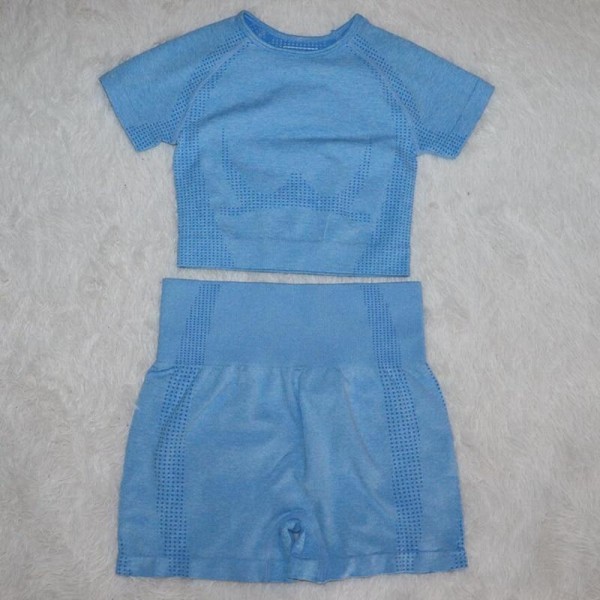 Yoga Set Träningskläder Sportset Gymkläder Träningsoverall Högmidjade Leggings För Kvinnor blue shorts set S