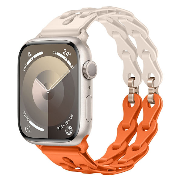 Kellon ranneke Apple Watch iWatch 42/44/45/46/49mm Tähtisumu oranssilla ruusukullanvärisellä soljella