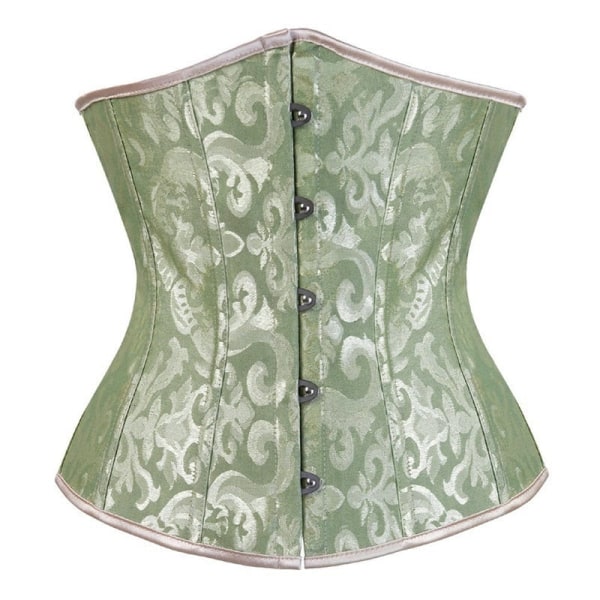 Dam Gotisk Sexig Satin Underbyst Korsett Bustier Midja Cincher Bantning Kroppsformare Corselete Underkläder Plus Size Party Klubbkläder 9427 Green 6XL