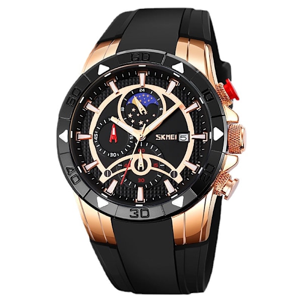 Quartzklocka Daglig Vattentät Herrklocka Kronograf Månfas Datum Herrklocka Rose gold and blue face