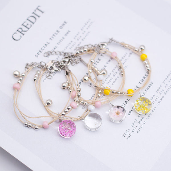 Glas Torkad Blomma Växt Armband Koreansk Enkel Personlig Hipster Körsbärsblom Studentpresent Keramisk Prydnad 15 small round leather dandelion