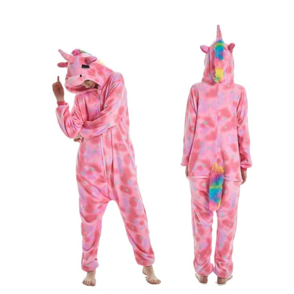 Unisex Unicorn Stitch Onesies Dam Vinter Jul Pyjamas Nattkläder Kostymer Vuxna Flanell Sovkläder Pyjamas Puple Tenma L