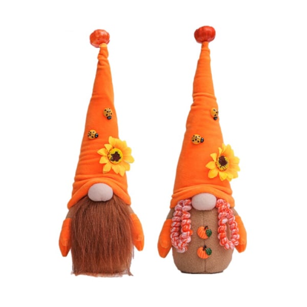 Kurpitsa-asusteet Kääpiöpehmolelu Söpö Halloween Kasvoton Kääpiötonttu Koriste Puutarhahuoneen Sisustus Kodin Tarvikkeet 2pcs A