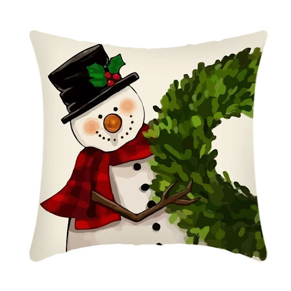 Merry Christmas Kuddfodral 45x45cm Prydnadskudde Vinter Juldekorationer för Hem Träd Hjort Soffa Kuddfodral 30
