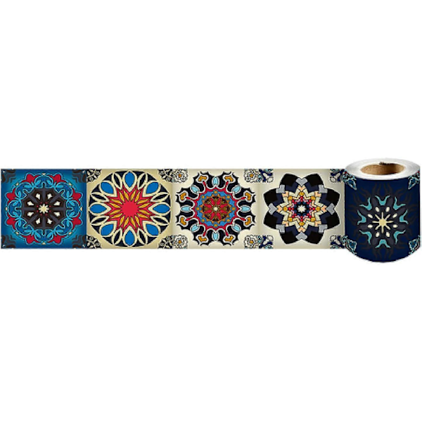 1 volym Blå Oval Tapetbård Avtagbar Väggdekor Väggbårdsdekal Vattentät PVC Självhäftande Tapet Sockel Sticker 10cm X 240cm