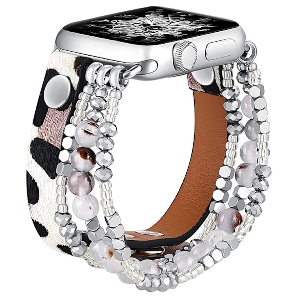 Urrem til Apple Watch iWatch 38-40-41mm Grå Leopard Skin