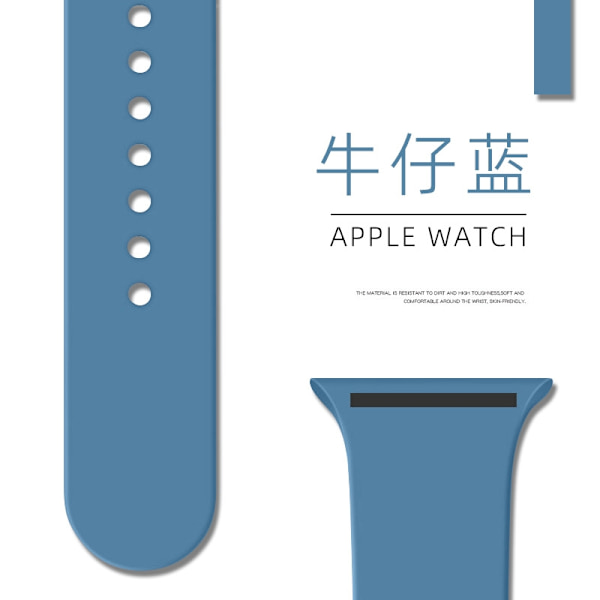 Klockarmband för Apple Watch iWatch 38/40/41/42mm Förlängt/L 36 Denimblå