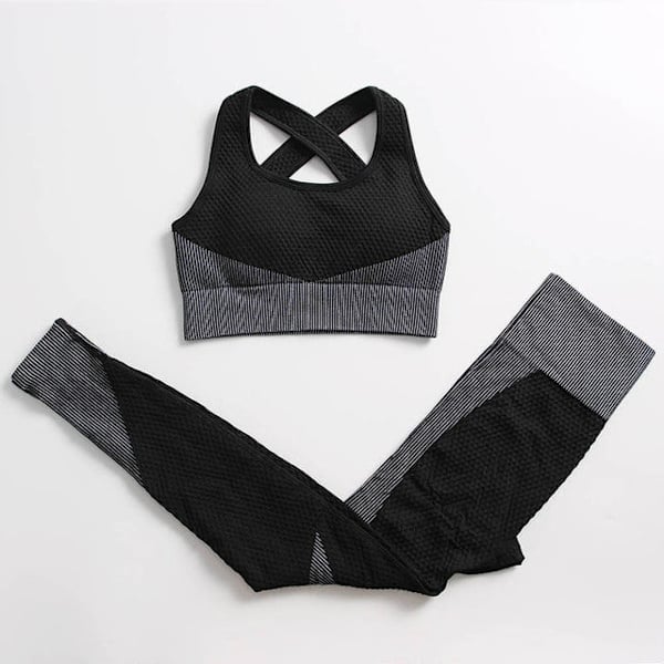 Yoga Set Träningskläder gym fitness för damer träningsdräkt 3 Pcs set Wine red L