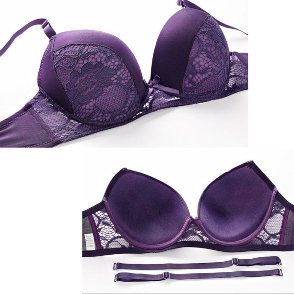 B C Cup Naisten Rintaliivit Setti Alusasut Pitsi Stringit Setti Yksivärinen Seksikäs Rintaliivit ja Pikkuhousut Setit Rose 75C