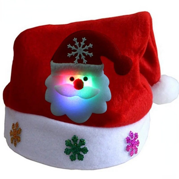 LED Julhattar Lysande Mössa Snögubbe Älg Jultomtehattar för Vuxna Barn Nyår Partydekoration Julklappar C For adults