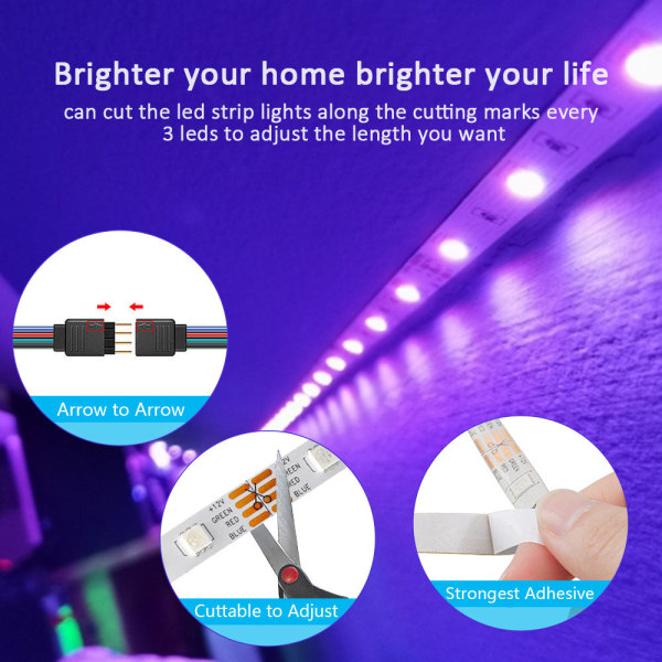 LED Strip Light RGB 5050/SMD2835 Flexible Ribbon DIY Led Light Strip RGB Tape Diode DC 12V bluetooth julbelysning 5050 10M 44key 0 - 5W