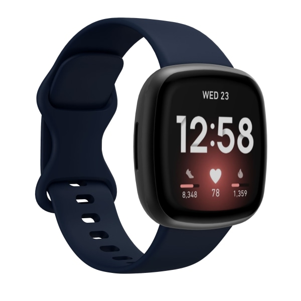 Pehmeä silikoninen kellon ranneke, korvaava ranneke Fitbit Versa 3/Fitbit Sense -kelloon Black L