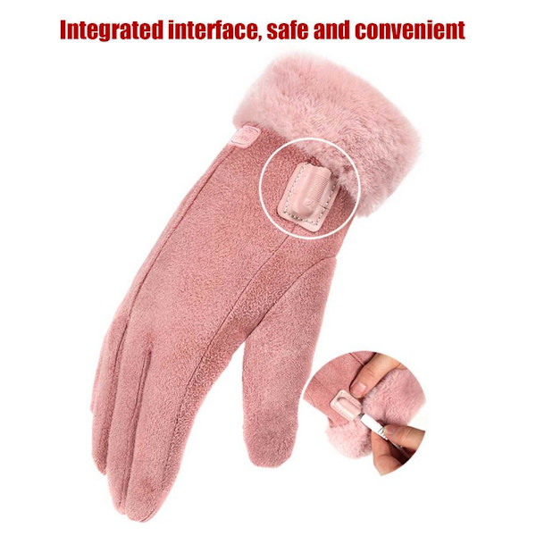 Dam Fullfingerhandskar USB-laddning Värmehandskar 3D Ergonomi Dam Värmande Handskar Utomhuscykling Elektriska Handskar three temperature As  photo