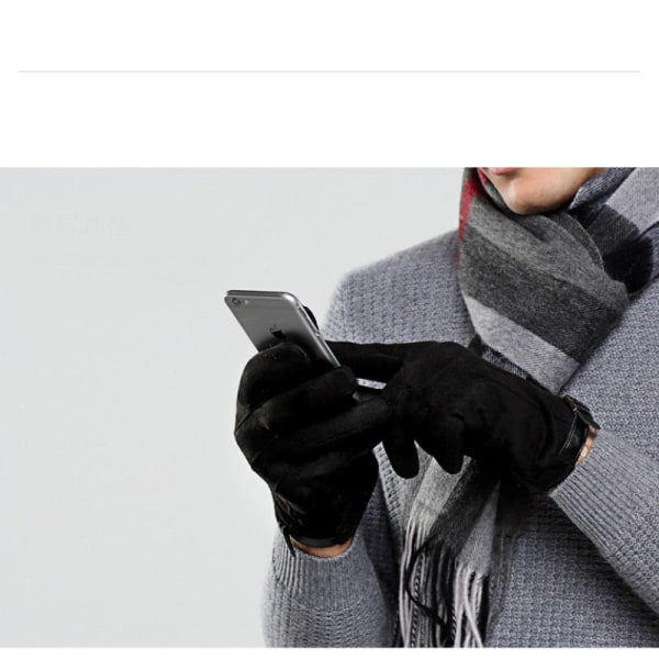 Herre Høst Vinter Semsket Pluss Fløyel Hold Varm Berøringsskjerm Utendørs Sport Hansker Mote Solid Elastisitet Kjøre Sykling 02 One Size