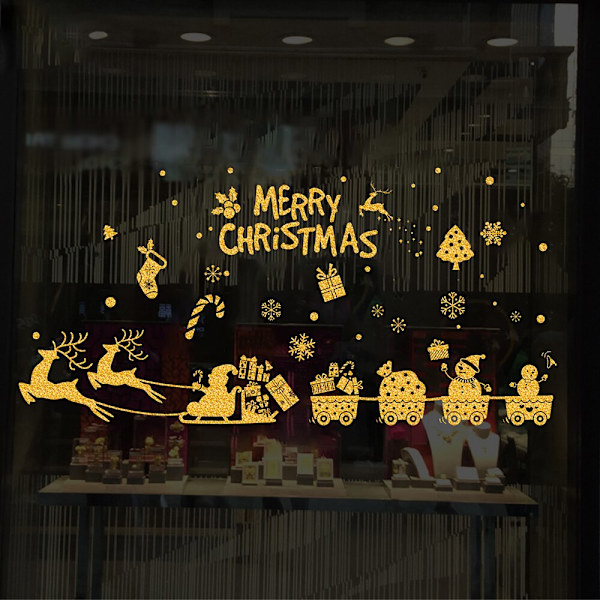 DIY Nye Glædelig Jul Dekoration Vinduesklistermærker Julemand Elg Vægklistermærke Til Jul Hjem Dør Vinduesudstilling Dekoration Godt Nytår style H