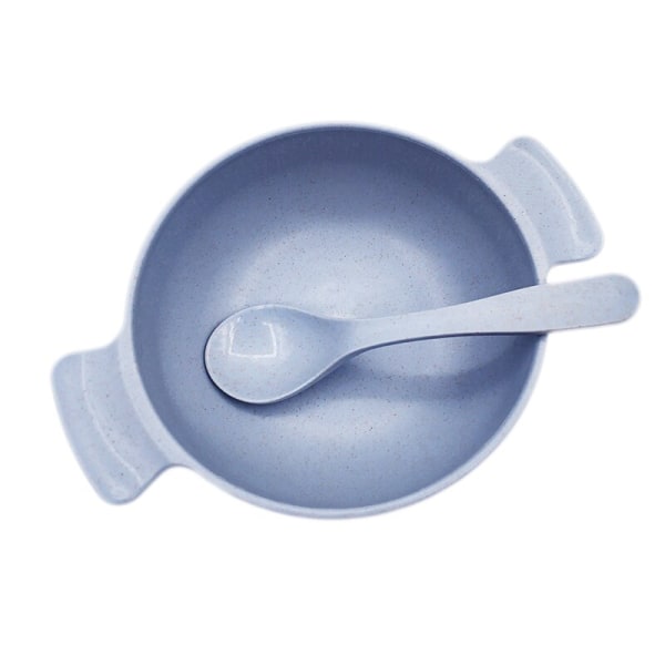 Baby Spisesæt Miljøvenligt Hvedestrå Spædbarnstallerken Børneservice Børneservice Anti-varm Træningsskål+Ske Pink Set