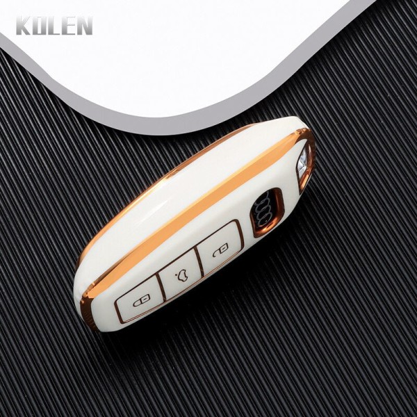 TPU Bil Fjärrkontroll Nyckel Fodral Skal För A6 A7 A8 E-tron Q5 Q8 C8 D5 Gyllene Kant Nyckellös Hållare Fob Nyckelring Tillbehör Red only case